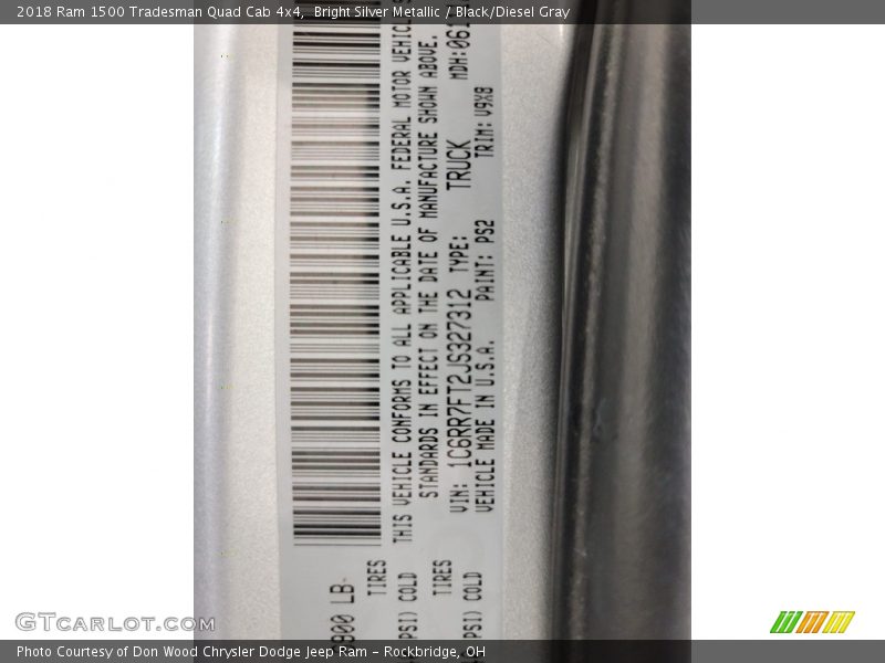 Bright Silver Metallic / Black/Diesel Gray 2018 Ram 1500 Tradesman Quad Cab 4x4