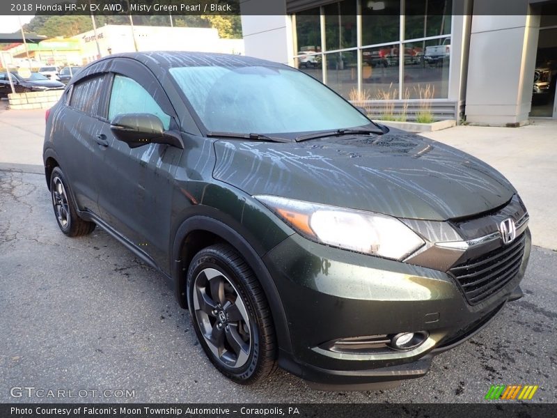 Misty Green Pearl / Black 2018 Honda HR-V EX AWD