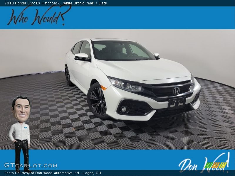 White Orchid Pearl / Black 2018 Honda Civic EX Hatchback