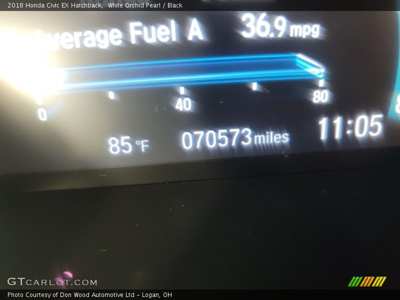 White Orchid Pearl / Black 2018 Honda Civic EX Hatchback