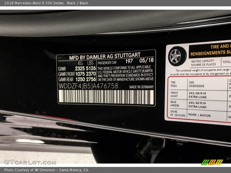 Black / Black 2018 Mercedes-Benz E 300 Sedan