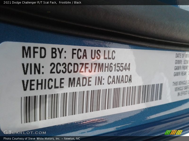 Frostbite / Black 2021 Dodge Challenger R/T Scat Pack