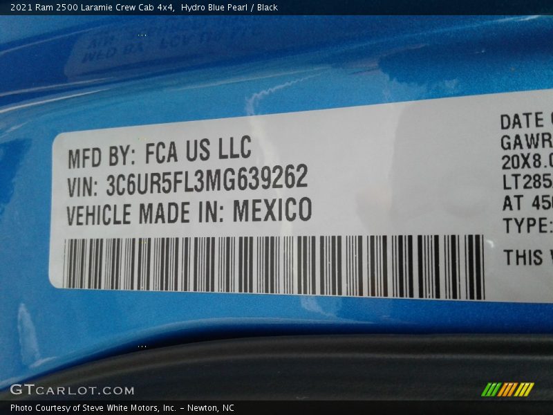 Hydro Blue Pearl / Black 2021 Ram 2500 Laramie Crew Cab 4x4