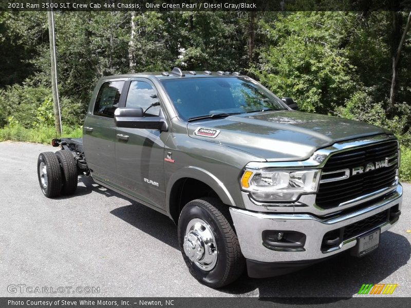 Olive Green Pearl / Diesel Gray/Black 2021 Ram 3500 SLT Crew Cab 4x4 Chassis