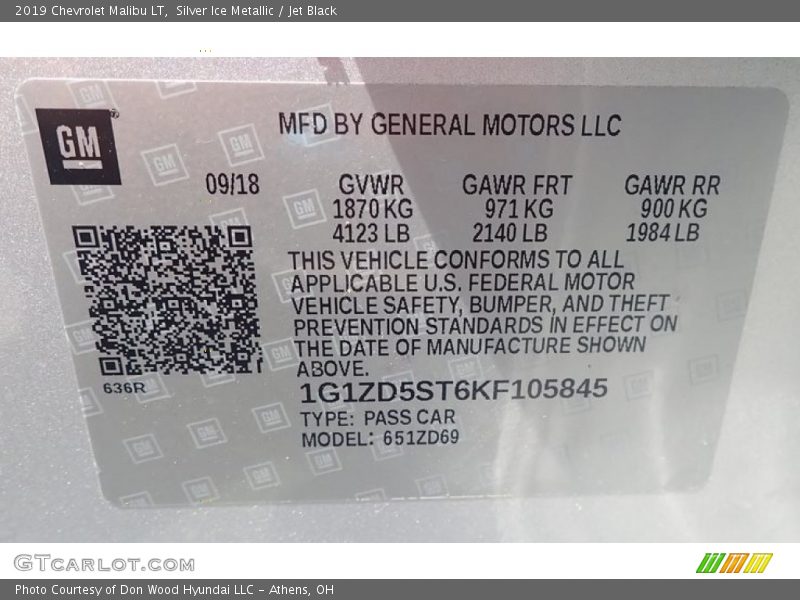 Silver Ice Metallic / Jet Black 2019 Chevrolet Malibu LT