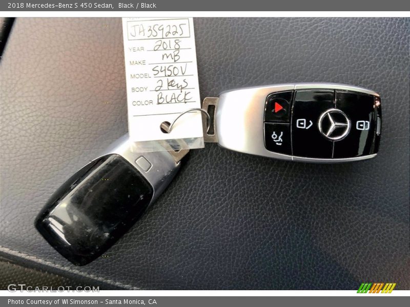 Keys of 2018 S 450 Sedan