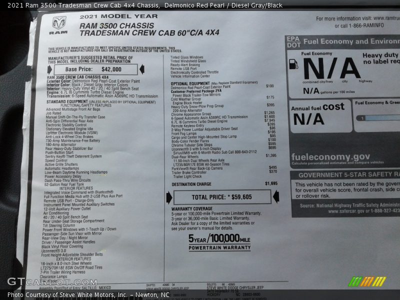 Delmonico Red Pearl / Diesel Gray/Black 2021 Ram 3500 Tradesman Crew Cab 4x4 Chassis