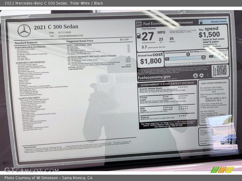 Polar White / Black 2021 Mercedes-Benz C 300 Sedan