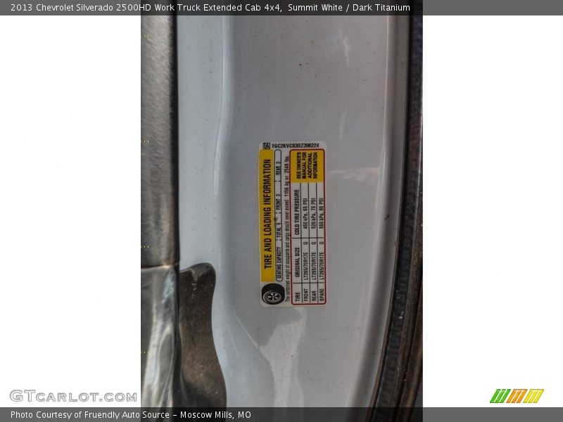Summit White / Dark Titanium 2013 Chevrolet Silverado 2500HD Work Truck Extended Cab 4x4