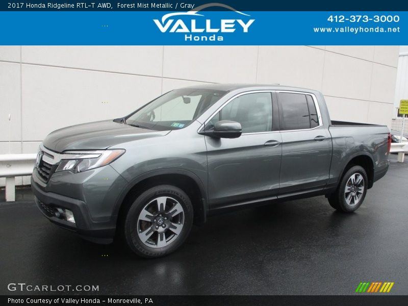 Forest Mist Metallic / Gray 2017 Honda Ridgeline RTL-T AWD