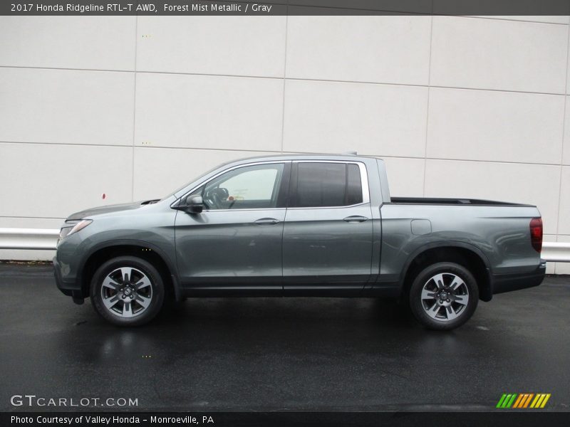 Forest Mist Metallic / Gray 2017 Honda Ridgeline RTL-T AWD