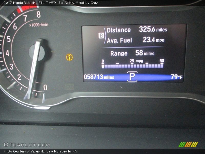 Forest Mist Metallic / Gray 2017 Honda Ridgeline RTL-T AWD