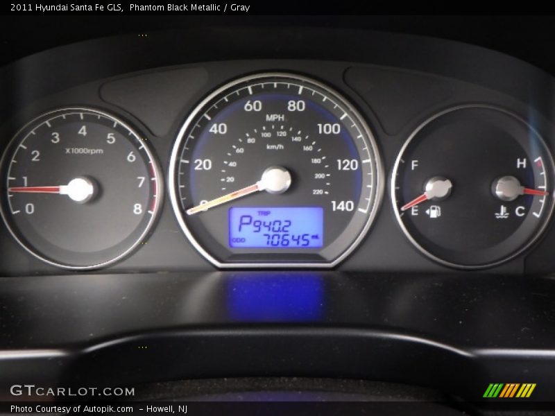 Phantom Black Metallic / Gray 2011 Hyundai Santa Fe GLS