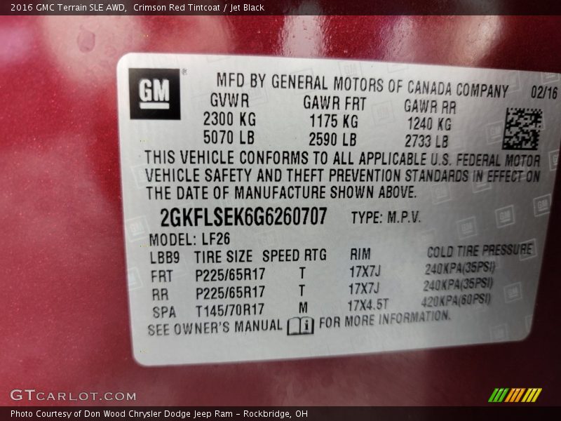 Crimson Red Tintcoat / Jet Black 2016 GMC Terrain SLE AWD