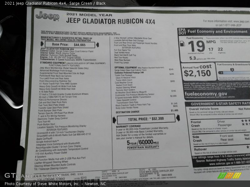 Sarge Green / Black 2021 Jeep Gladiator Rubicon 4x4