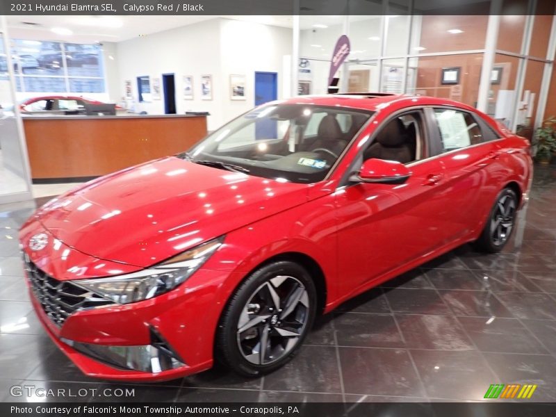 Calypso Red / Black 2021 Hyundai Elantra SEL
