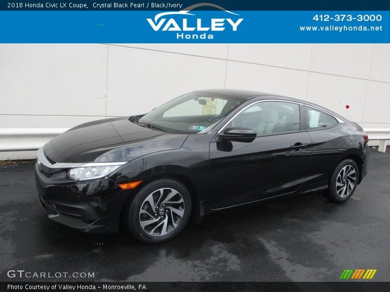 Crystal Black Pearl / Black/Ivory 2018 Honda Civic LX Coupe