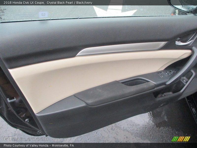 Crystal Black Pearl / Black/Ivory 2018 Honda Civic LX Coupe