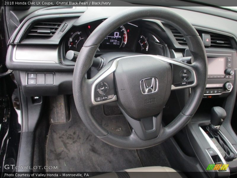 Crystal Black Pearl / Black/Ivory 2018 Honda Civic LX Coupe