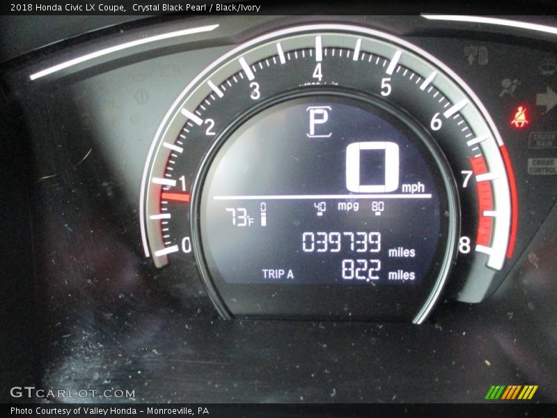 Crystal Black Pearl / Black/Ivory 2018 Honda Civic LX Coupe