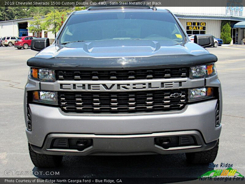 Satin Steel Metallic / Jet Black 2019 Chevrolet Silverado 1500 Custom Double Cab 4WD