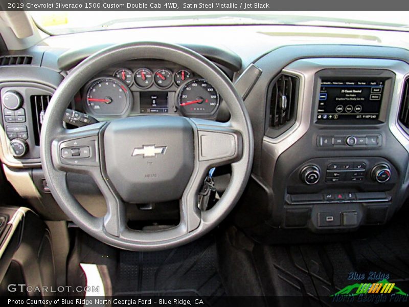 Satin Steel Metallic / Jet Black 2019 Chevrolet Silverado 1500 Custom Double Cab 4WD
