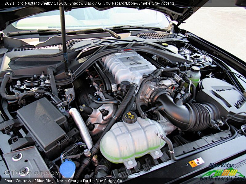  2021 Mustang Shelby GT500 Engine - 5.2 Liter Supercharged DOHC 32-Valve Ti-VCT Cross Plane Crank V8