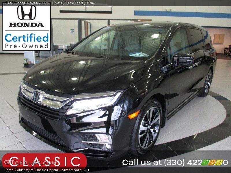 Crystal Black Pearl / Gray 2020 Honda Odyssey Elite