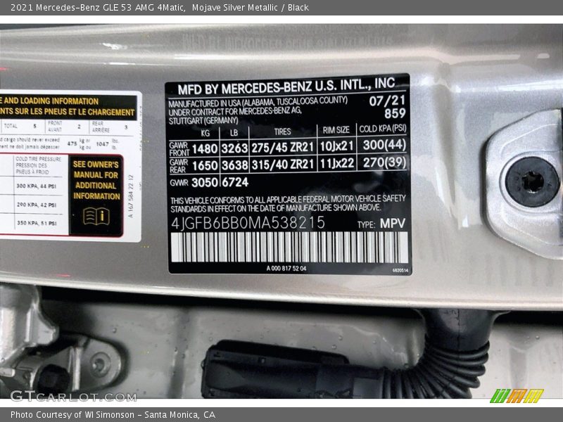 Mojave Silver Metallic / Black 2021 Mercedes-Benz GLE 53 AMG 4Matic