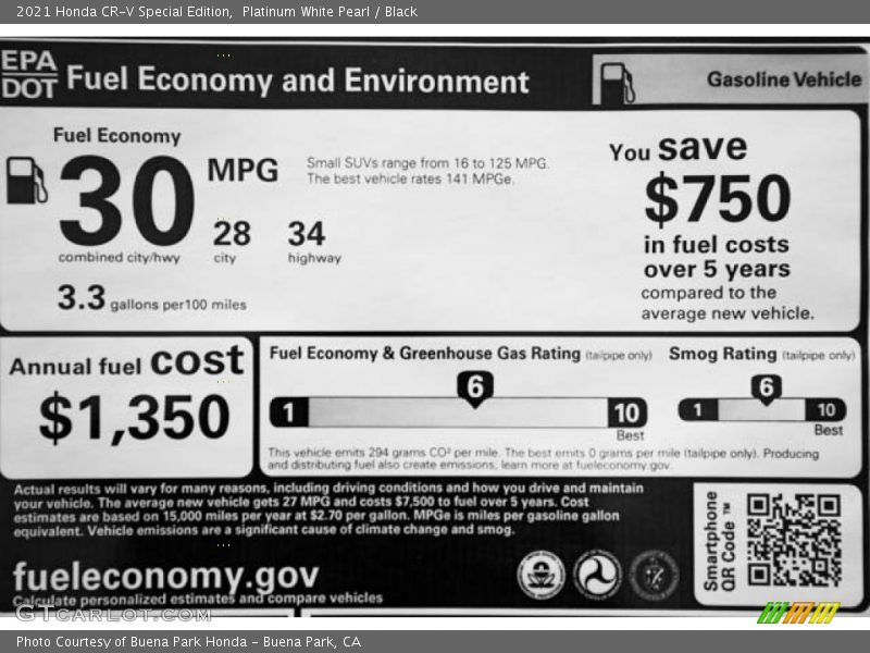Platinum White Pearl / Black 2021 Honda CR-V Special Edition