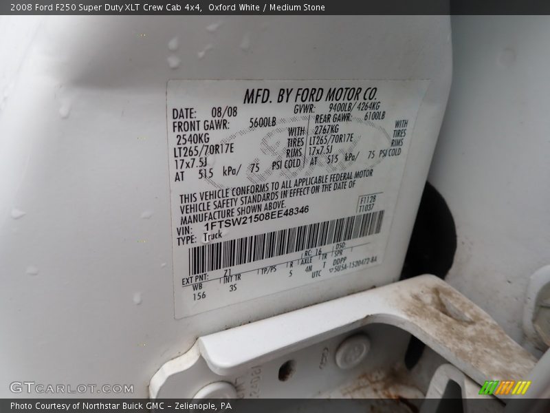 Oxford White / Medium Stone 2008 Ford F250 Super Duty XLT Crew Cab 4x4
