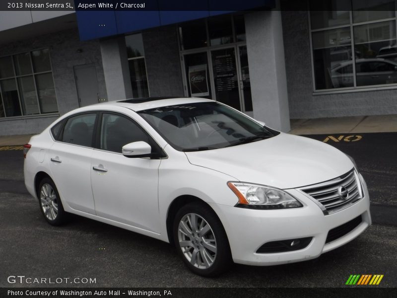 Aspen White / Charcoal 2013 Nissan Sentra SL