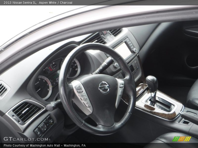 Aspen White / Charcoal 2013 Nissan Sentra SL