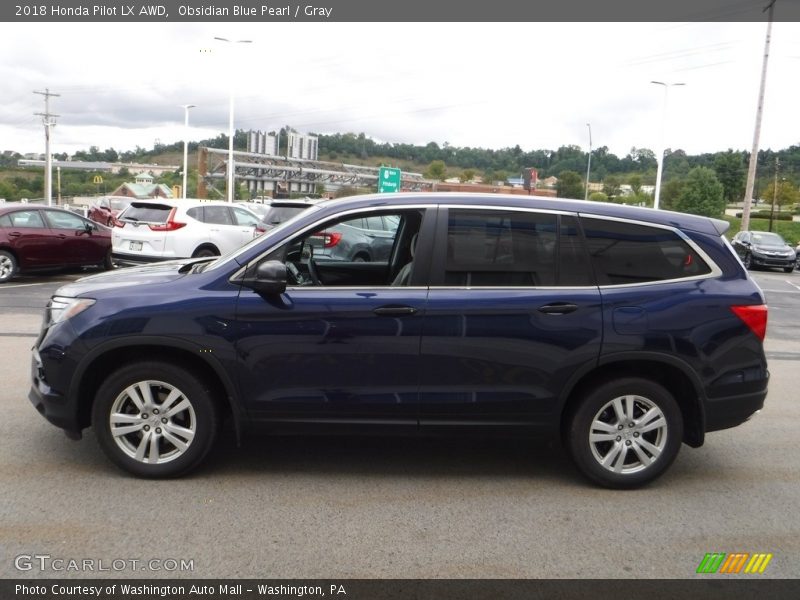 Obsidian Blue Pearl / Gray 2018 Honda Pilot LX AWD