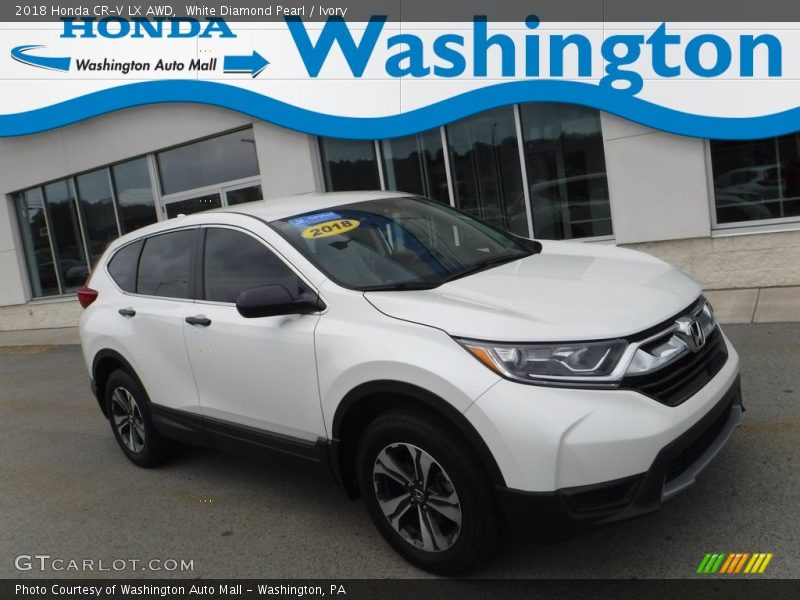 White Diamond Pearl / Ivory 2018 Honda CR-V LX AWD