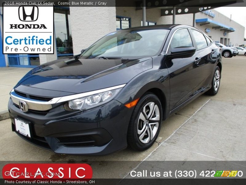 Cosmic Blue Metallic / Gray 2018 Honda Civic LX Sedan