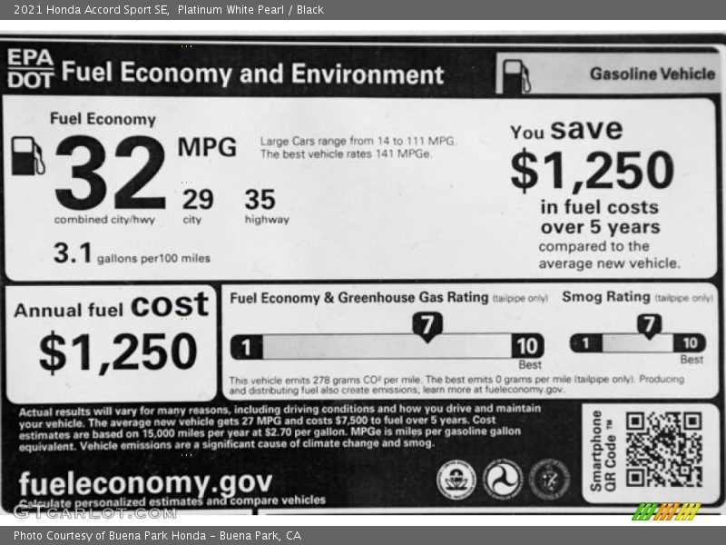 Platinum White Pearl / Black 2021 Honda Accord Sport SE