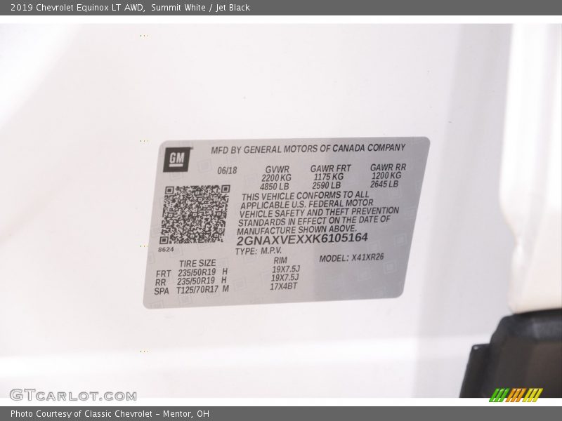 Summit White / Jet Black 2019 Chevrolet Equinox LT AWD