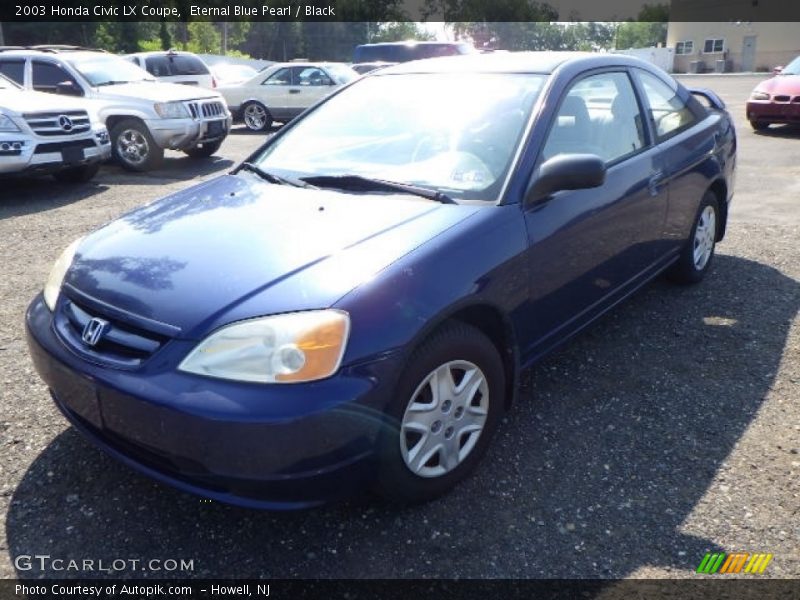 Eternal Blue Pearl / Black 2003 Honda Civic LX Coupe