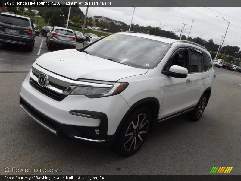 Platinum White Pearl / Beige 2020 Honda Pilot Touring AWD