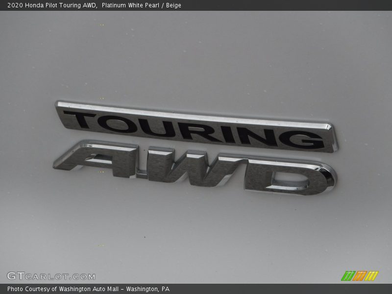 Platinum White Pearl / Beige 2020 Honda Pilot Touring AWD