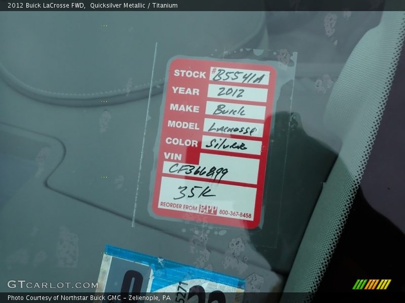 Quicksilver Metallic / Titanium 2012 Buick LaCrosse FWD