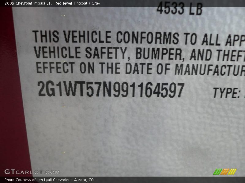 Red Jewel Tintcoat / Gray 2009 Chevrolet Impala LT