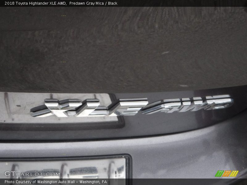 Predawn Gray Mica / Black 2018 Toyota Highlander XLE AWD