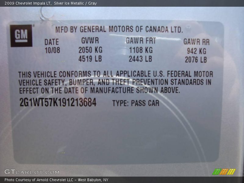 Silver Ice Metallic / Gray 2009 Chevrolet Impala LT
