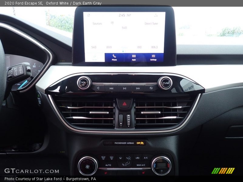 Oxford White / Dark Earth Gray 2020 Ford Escape SE