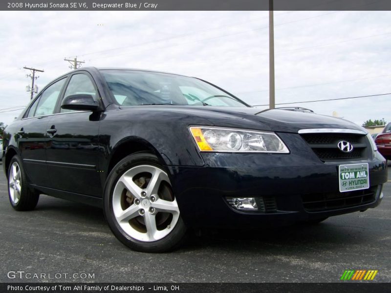 Deepwater Blue / Gray 2008 Hyundai Sonata SE V6