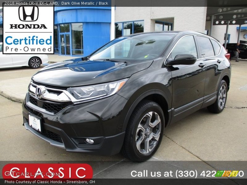 Dark Olive Metallic / Black 2018 Honda CR-V EX-L AWD