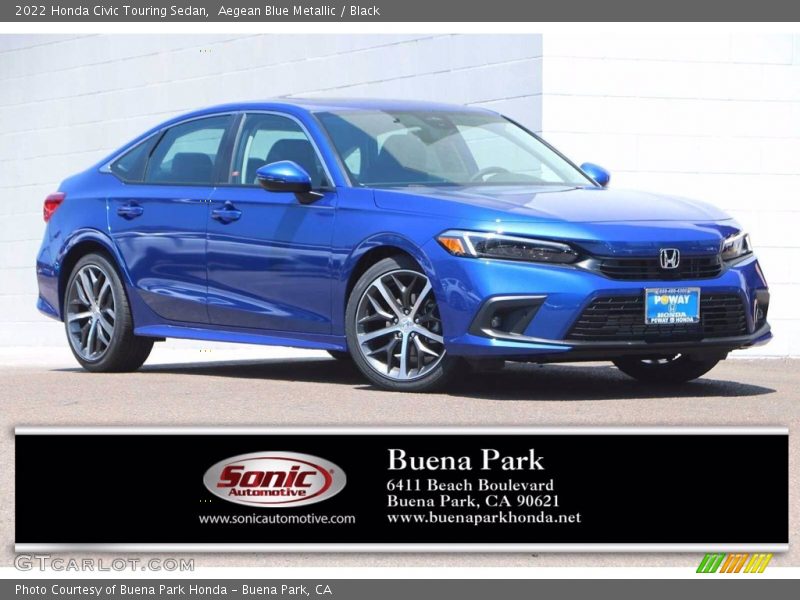 Aegean Blue Metallic / Black 2022 Honda Civic Touring Sedan