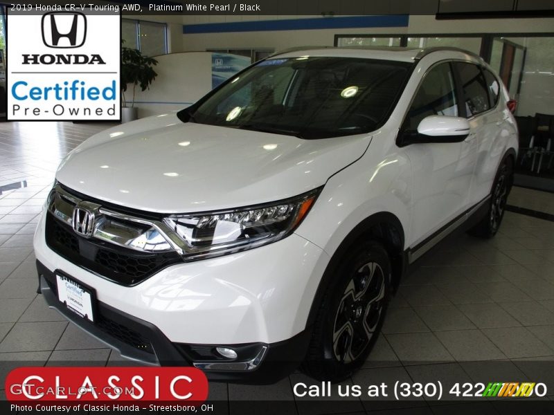 Platinum White Pearl / Black 2019 Honda CR-V Touring AWD